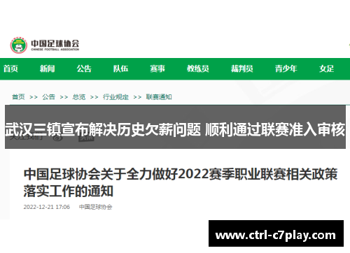 武汉三镇宣布解决历史欠薪问题 顺利通过联赛准入审核 武汉三镇宣布解决历史欠薪问题 顺利通过联赛准入审核